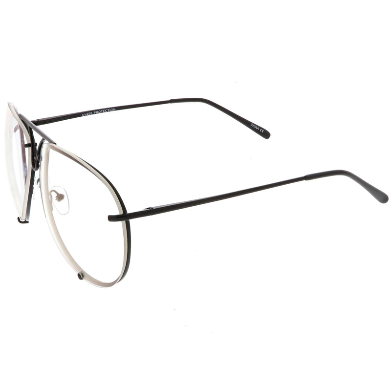 zeroUV Oversize Industrial Design Clear Flat Lens Aviator Glasses C155 Glasses