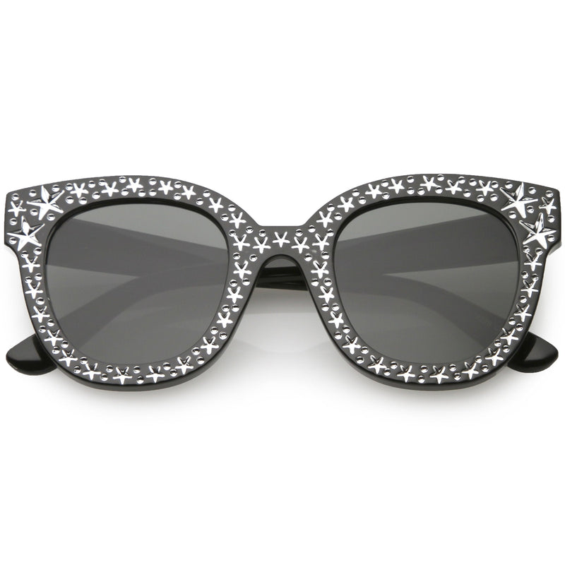 zeroUV Oversize Novelty Star Embellished Horned Rim Sunglasses C683 Sunglasses