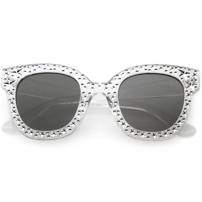 zeroUV Oversize Novelty Star Embellished Horned Rim Sunglasses C683 Sunglasses