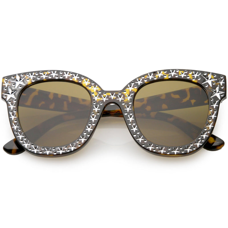 zeroUV Oversize Novelty Star Embellished Horned Rim Sunglasses C683 Sunglasses