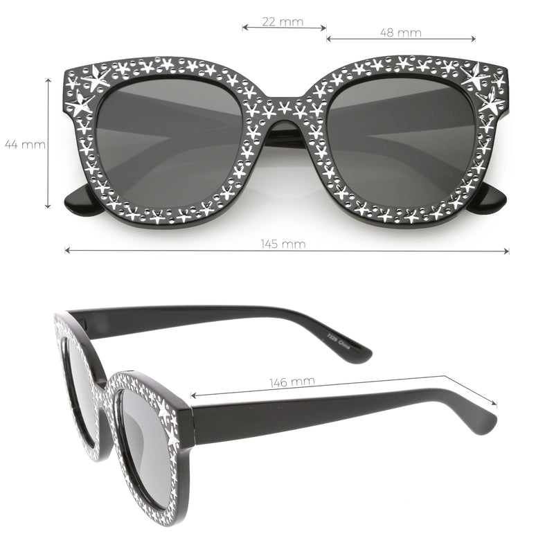 zeroUV Oversize Novelty Star Embellished Horned Rim Sunglasses C683 Sunglasses