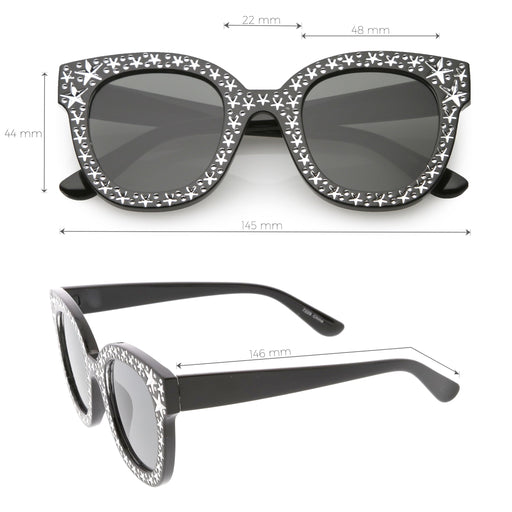 zeroUV Oversize Novelty Star Embellished Horned Rim Sunglasses C683 Sunglasses