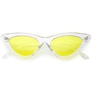 zeroUV Women's Retro 1990's Narrow Flat Color Tone Lens Cat Eye Sunglasses C524 Sunglasses