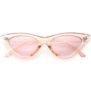 zeroUV Women's Retro 1990's Narrow Flat Color Tone Lens Cat Eye Sunglasses C524 Sunglasses