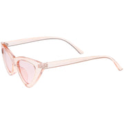 zeroUV Women's Retro 1990's Narrow Flat Color Tone Lens Cat Eye Sunglasses C524 Sunglasses