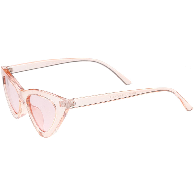 zeroUV Women's Retro 1990's Narrow Flat Color Tone Lens Cat Eye Sunglasses C524 Sunglasses