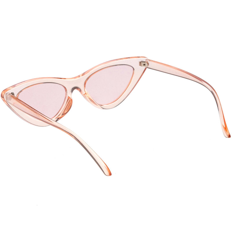 zeroUV Women's Retro 1990's Narrow Flat Color Tone Lens Cat Eye Sunglasses C524 Sunglasses