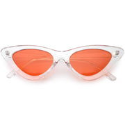 zeroUV Women's Retro 1990's Narrow Flat Color Tone Lens Cat Eye Sunglasses C524 Sunglasses