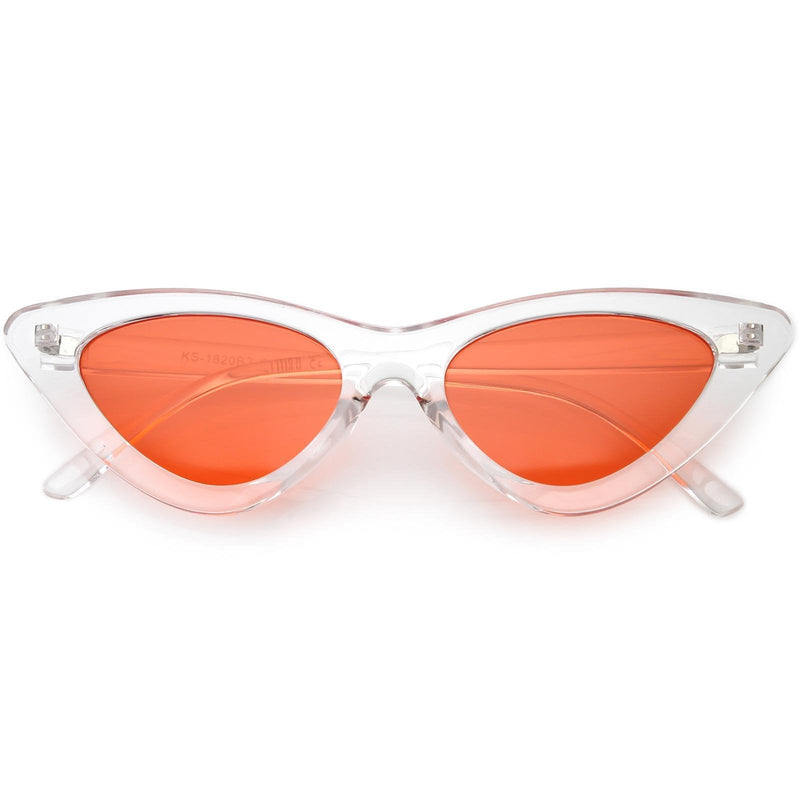 zeroUV Women's Retro 1990's Narrow Flat Color Tone Lens Cat Eye Sunglasses C524 Sunglasses