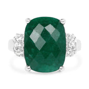 Bids.com 8.50 Carat Dyed Emerald and White Topaz .925 Sterling Silver Ring Rings