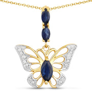 Bids.com 0.92 Carat Genuine Blue Sapphire and White Zircon .925 Sterling Silver Pendant Pendants