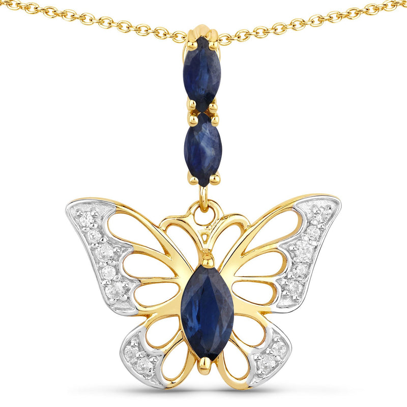 Bids.com 0.92 Carat Genuine Blue Sapphire and White Zircon .925 Sterling Silver Pendant Pendants