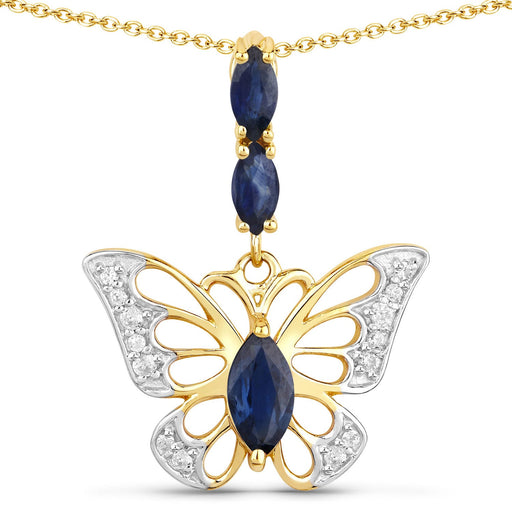 Bids.com 0.92 Carat Genuine Blue Sapphire and White Zircon .925 Sterling Silver Pendant Pendants