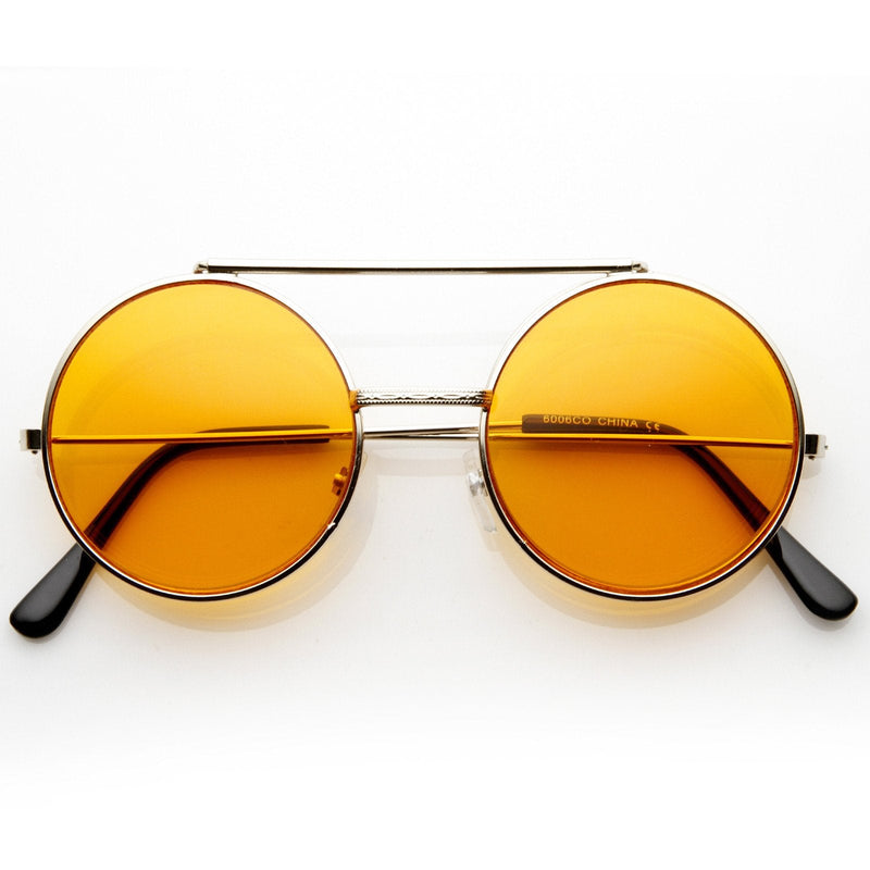 zeroUV Steampunk Vintage Circle Round Flip Up Vintage Sunglasses 8793 Sunglasses