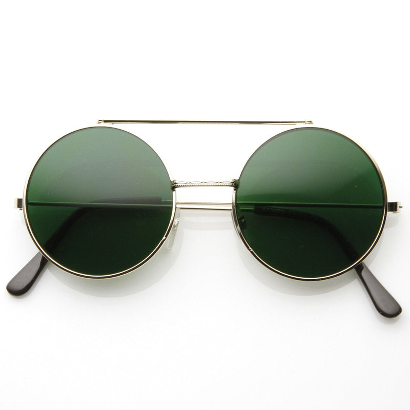 zeroUV Steampunk Vintage Circle Round Flip Up Vintage Sunglasses 8793 Sunglasses