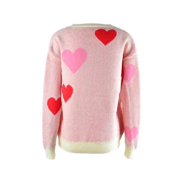 Heart Round Neck Droppped Shoulder Sweater