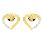 Bids.com 14K Yellow Gold 1/8 Cttw Diamond Journey Heart Hoop Earrings (K-L Color, I1-I2 Clarity) Earrings