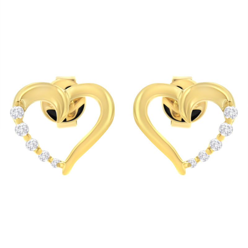 Bids.com 14K Yellow Gold 1/8 Cttw Diamond Journey Heart Hoop Earrings (K-L Color, I1-I2 Clarity) Earrings