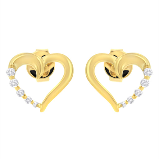Bids.com 14K Yellow Gold 1/8 Cttw Diamond Journey Heart Hoop Earrings (K-L Color, I1-I2 Clarity) Earrings