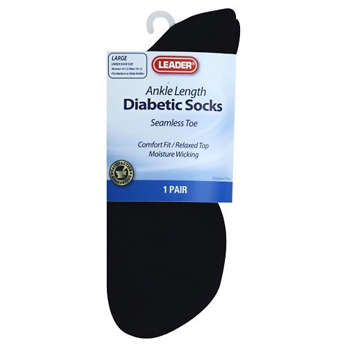 Leader Leader Diabetic Sock Ankle Black Large - 1 Pair Socks