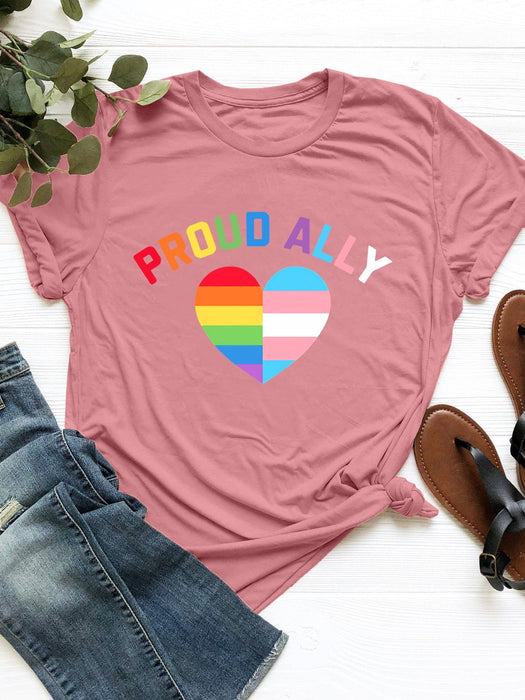 Proud Ally Round Neck Short Sleeve T-Shirt