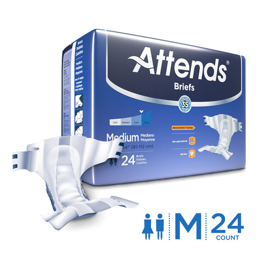 Attends Attends Unisex Adult Incontinence Brief Tab Closure Medium Disposable Heavy Absorbency, Case Of 4 Medical White Smoke