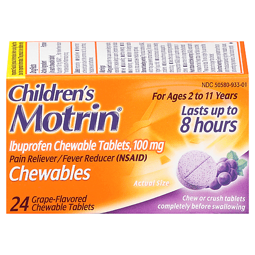 Motrin Motrin Children's Ibuprofen 100 Mg Chewable Tablets, Grape Grapes
