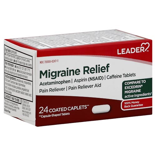 Leader Leader™ Migraine Relief – Triple Action Pain Reliever (Coated Caplets) Medicine & Drugs