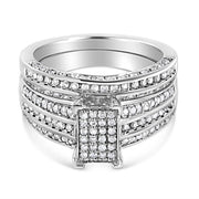 Bids.com .925 Sterling Silver 3/4 Cttw Prong Set Round Diamond Composite Engagement Ring and Band Set (I-J Color, I3 Clarity) - Size 6.5 Rings