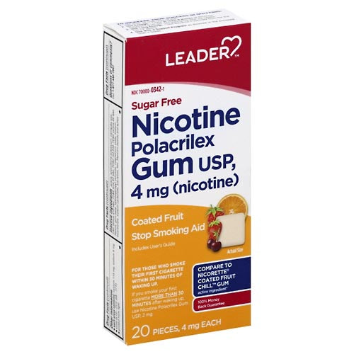 Leader Leader Nicotine Gum Stop Smoking Aid Sugar Iced Mint Flavor 4 Mg Ea Nicotine Gum