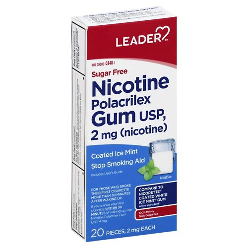Leader Leader Nicotine Gum  2 Mg  Sugar Free  Mint 20Ct Vitamins & Supplements