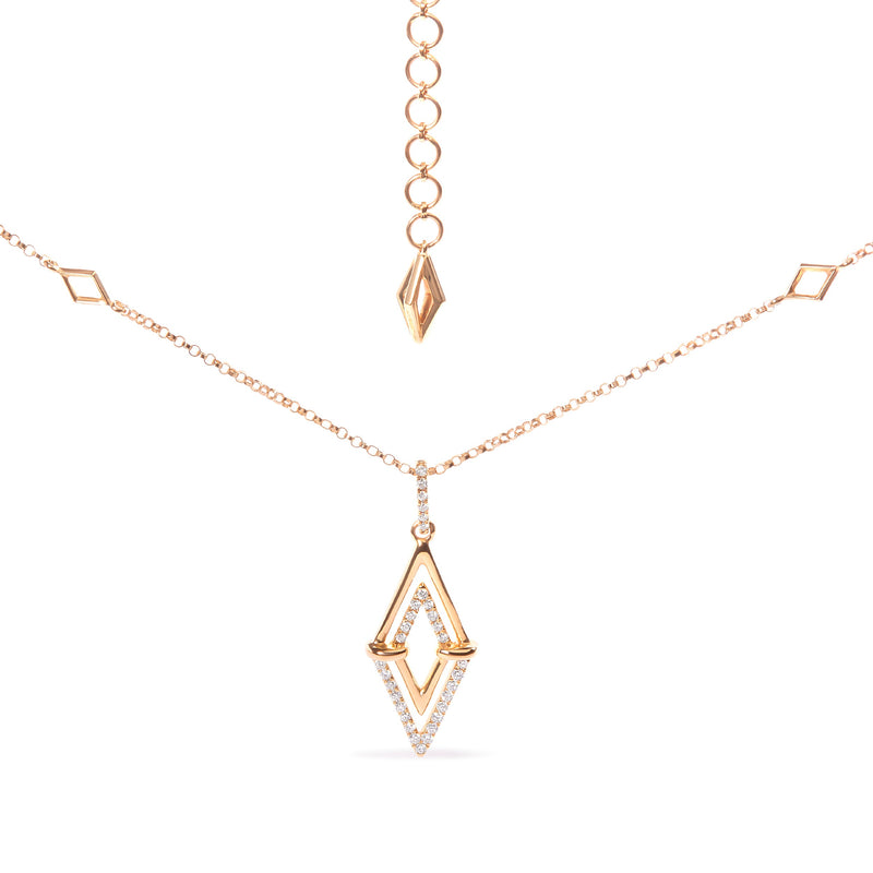 Bids.com 14K Yellow Gold 1/4 Cttw Diamond Double Triangle Geometric 18" Pendant Necklace (G-H Color, SI1-SI2 Clarity) Necklaces