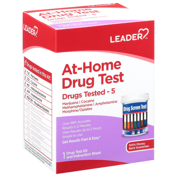 Leader Health Care Leader At-Home 5-Panel Drug Test Kit - Multi-Drug Screening, 1 Count Drug Tests White Smoke
