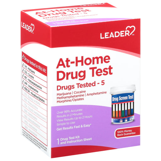 Leader Health Care Leader At-Home 5-Panel Drug Test Kit - Multi-Drug Screening, 1 Count Drug Tests White Smoke