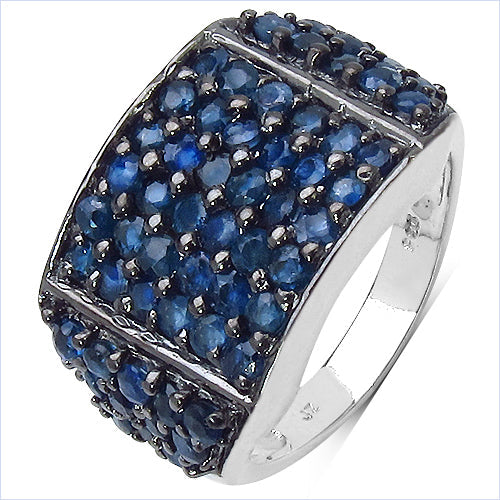 Bids.com 2.86 Carat Genuine Blue Sapphire .925 Sterling Silver Ring Rings