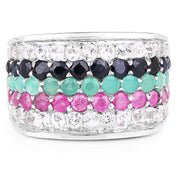 Bids.com 4.28 Carat Genuine Multi Stone .925 Sterling Silver Ring Rings
