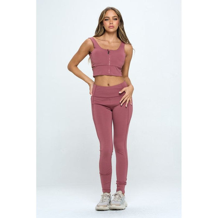 Zip Up Crop Sports Tank Top Set