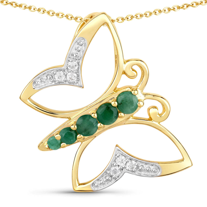 Bids.com 0.51 Carat Genuine Emerald and White Zircon .925 Sterling Silver Necklace Necklaces