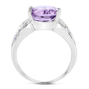 Bids.com 4.07 Carat Genuine Amethyst & Tanzanite .925 Sterling Silver Ring Rings