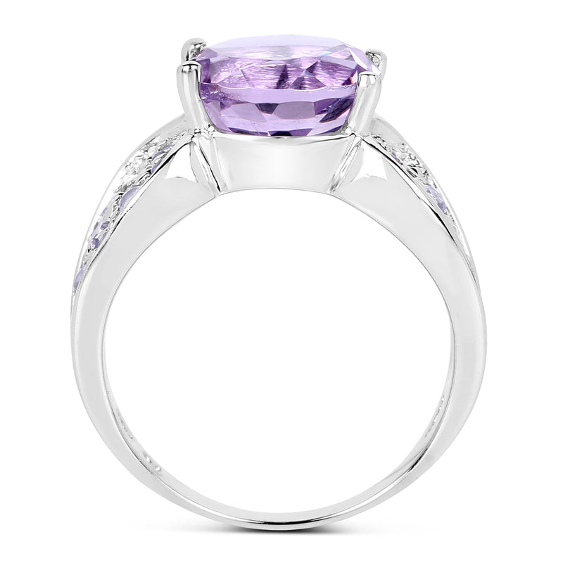 Bids.com 4.07 Carat Genuine Amethyst & Tanzanite .925 Sterling Silver Ring Rings