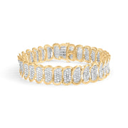 Bids.com 10k Yellow Gold 5.00 Cttw Diamond Oval Banded Link Bracelet (I-J Color, I1-I2 Clarity) - 7" Inches Bracelets