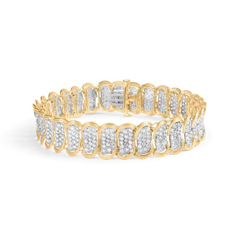 Bids.com 10k Yellow Gold 5.00 Cttw Diamond Oval Banded Link Bracelet (I-J Color, I1-I2 Clarity) - 7" Inches Bracelets