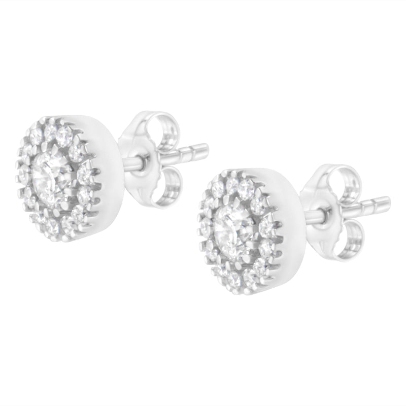 Bids.com 14k White Gold 1 cttw Diamond Halo Stud Earrings (I-J Clarity, I1-I2 Color) Earrings