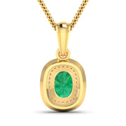 Bids.com 1.50 Carat Genuine Zambian Emerald and White Diamond 14K Yellow Gold Pendant Pendants