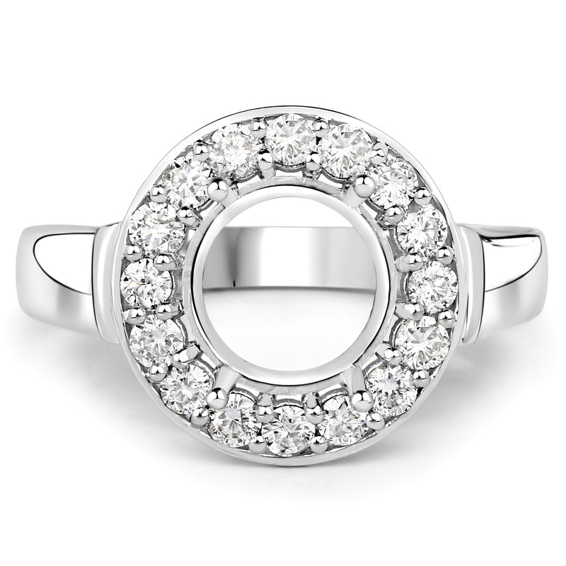 Bids.com 0.48 Carat Genuine White Diamond 14K White Gold Semi Mount Ring - holds 8.00mm Round Gemstone Rings