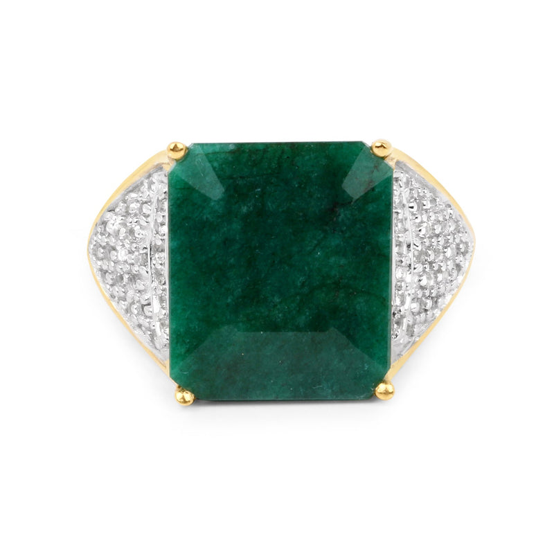 Bids.com 8.70 Carat Dyed Emerald and White Topaz .925 Sterling Silver Ring Rings