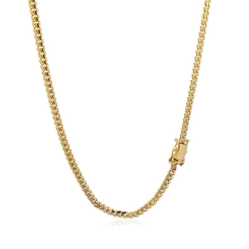 Bids.com 3.2mm 14k Yellow Gold Classic Solid Miami Cuban Chain Necklaces