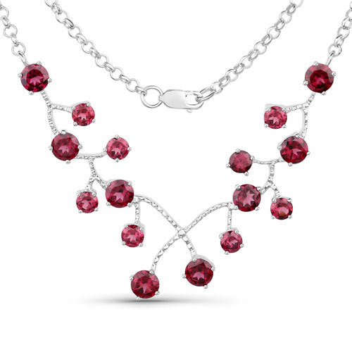 Bids.com 6.00 Carat Genuine Rhodolite Garnet .925 Sterling Silver Necklace Necklaces