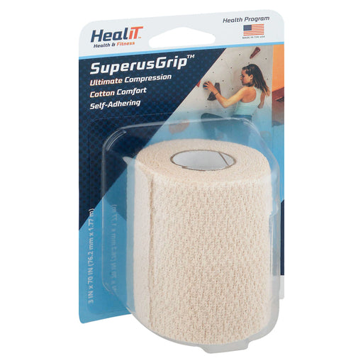 Healit Healit SuperusGrip Ultimate Self-Adhering Compression Wrap, 100% Cotton, Beige, 3" x 70" Medical Tape & Bandages