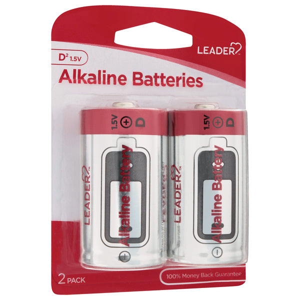 Leader Leader Alkaline D Batteries, Long-Lasting Power (2 Count) Batteries